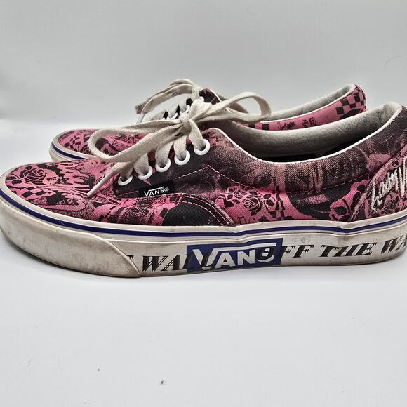 Vans Lady Vans pink black graphic embroidered lace up canvas shoes men 6.5 - Picture 5 of 10
